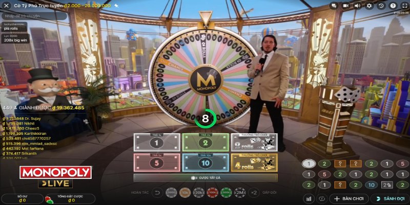 Game cược Evo Monopoly Live tại nhà cái Bj88 diễn ra khá sôi động